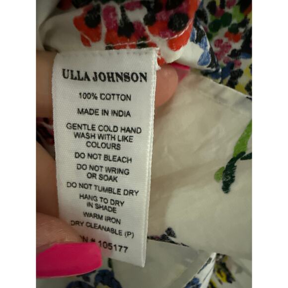 Ulla Johnson Joelle Poplin Floral Pleated High Neck Mini Dress Pockets Size 8 - Picture 11 of 13